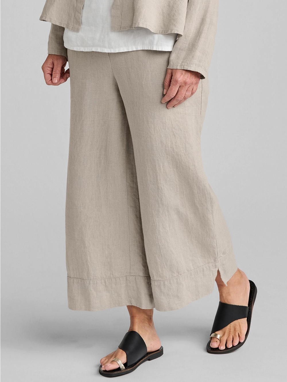 Flax 100% Linen Pants Size Small Light Gray Color